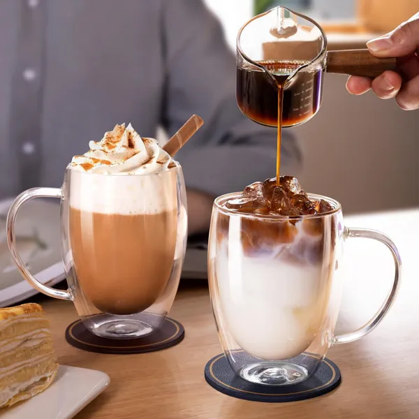 Xícara Café Vidro Duplo 350ml Kit 2 Unidades Promoção