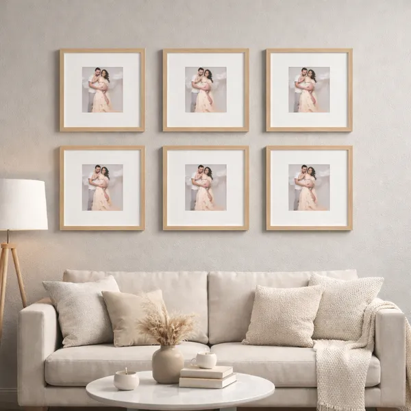Kit 6 Quadros Decorativos Moldura Fotográfica 23x23cm Moldura Com Paspatur Foto 10x15