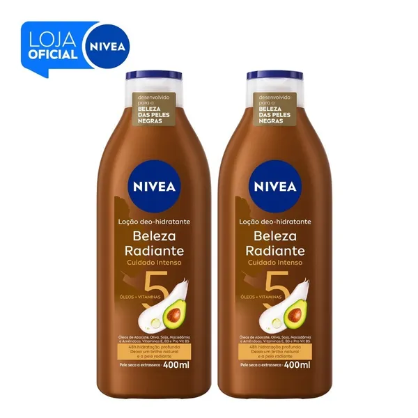 KIT NIVEA Hidratante Desodorante Beleza Radiante Cuidado Intenso 400ml - 2 Unidades BBB 26