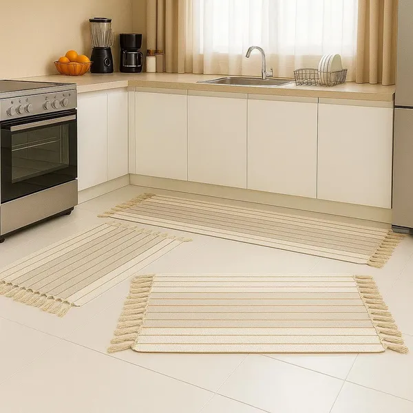 Kit Tapete Passadeira Para Cozinha De Tear 3 Peças Decorativo