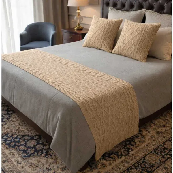 PESEIRA CAMA KING EM TRICOT MANTA TRANÇADO LUXO SOFÁ OU CAMA