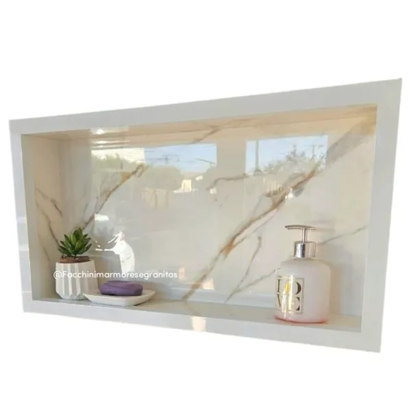 Nicho de Porcelanato 60x30cm para Banheiro | Embutir na Parede | Porta Shampoo | Envio Imediato