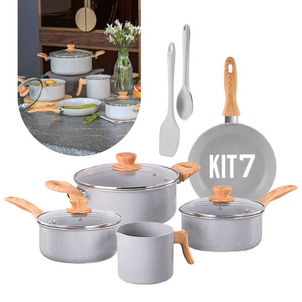 Jogo de Panelas Brinox Easy 7 Peças ou 10 Peças Ceramic Life Antiaderente Indução Cor Gris