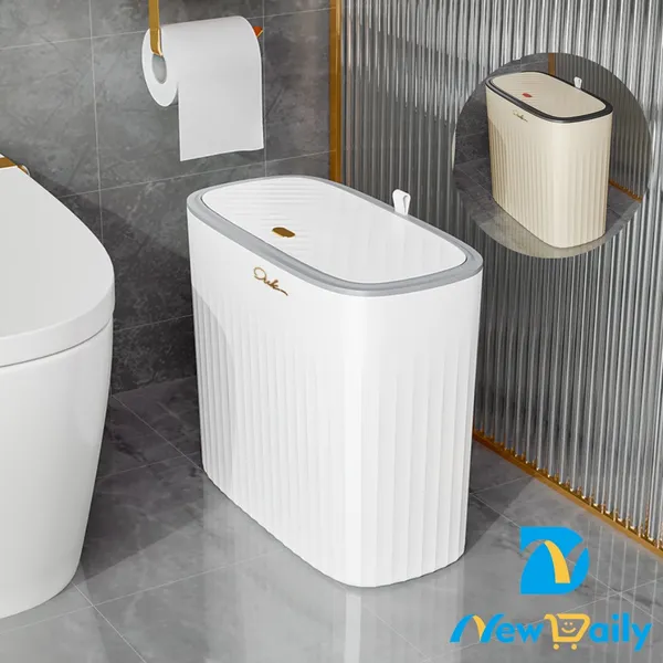 15L Lixeira grande com tampa de Click pressão, ideal para uso em cozinhas, salas e banheiros. LP-51-BC