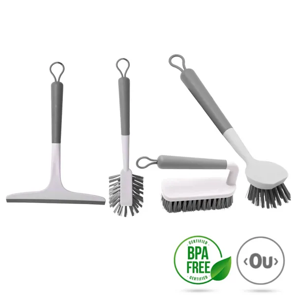 Kit Acessórios de Limpeza 4 Peças Flow - OU Cozinha Banheiro Piso Lavanderia