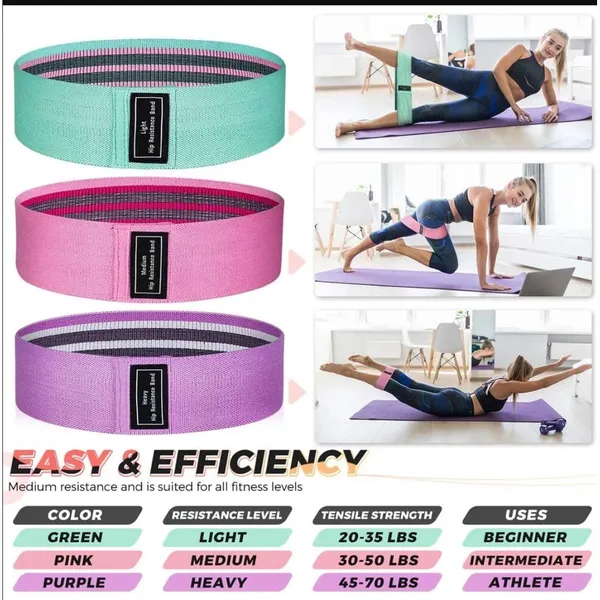 Kit 3 Faixas Elásticas De Exercício Hip Resistance Bands Para Malhar em Casa