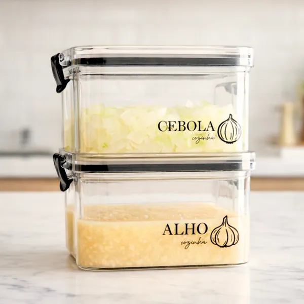Potes Multiuso Herméticos Geladeira 460ml/950ml - Porta Mantimentos, Porta Alho, Porta Cebola e muito mais