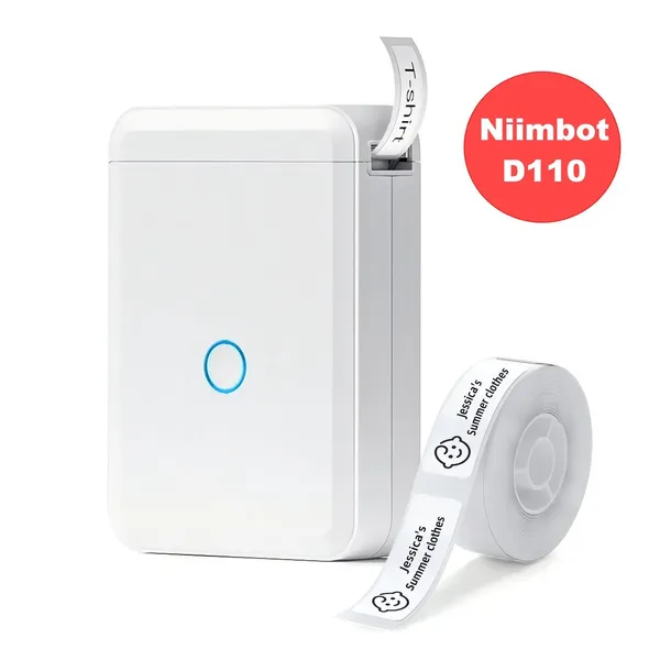 Niimbot D110 Impressora De Etiqueta Térmica Portátil Sem Fio Bluetooth + 1 Rolo Etiqueta