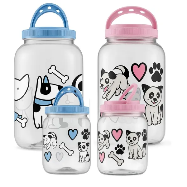 Pote Porta Ração Cachorro Gato Pet 3,6 / 1,7Litros Com Alça