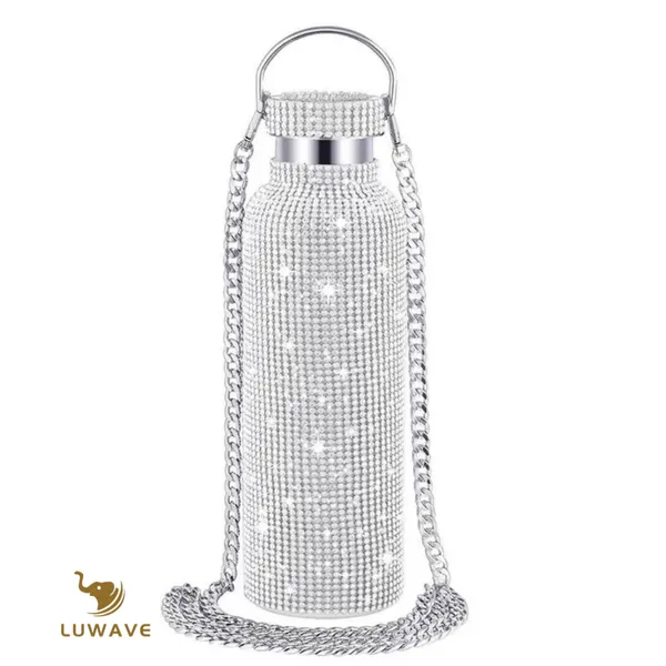 Garrafa Térmica Inox com Tampa e Pincel – Design Strass