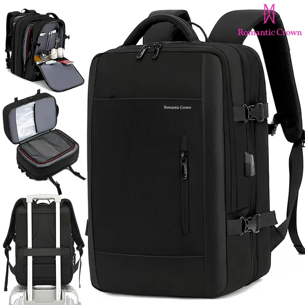 ROMANTIC CROWN Mochila de Viagem MascuIina e Feminina ImpermeaveI Reforçada Executiva para Notebook