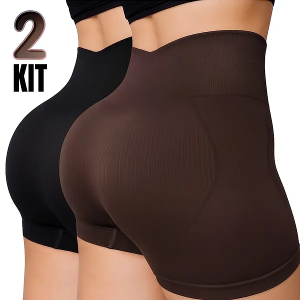 Kit 1/2 Short Feminino Fitness Cintura Alta Canelado Secagem Rápida Zero Transparente Esportivo