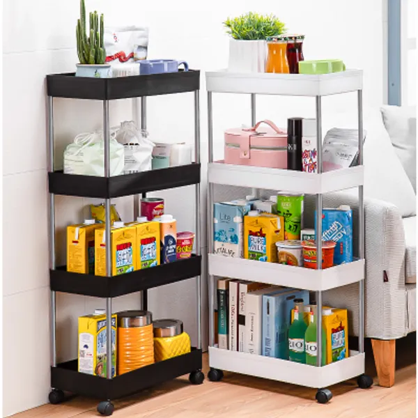 Armário Carrinho Organizador Multiuso Com 4 Camadas Com Rodinhas Cozinha Banheiro Quarto Lavanderia P, M, G ou Kit 3