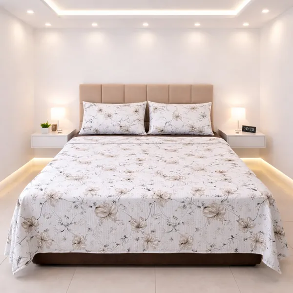Cobre Leito Piquet Casal/Queen/King com 2 Porta-Travesseiros 70x50cm