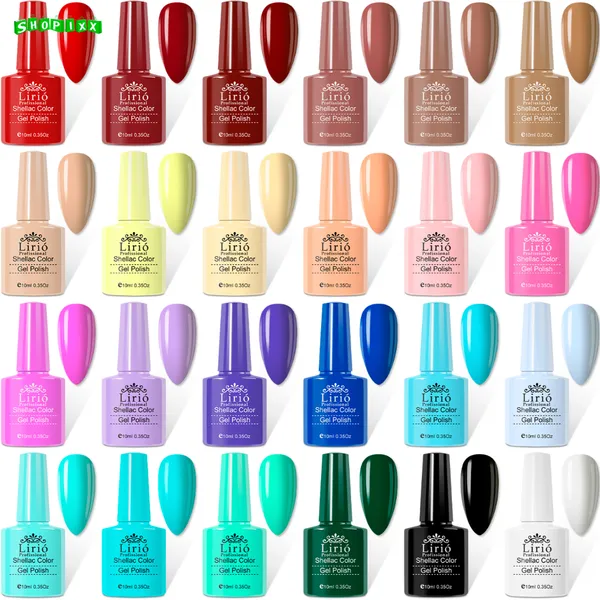 Kit 10 Esmalte De Unhas Em Gel Lirió Profissional Shellac Color Polish Unha Acrigel Porcelana Manicure Pedicure