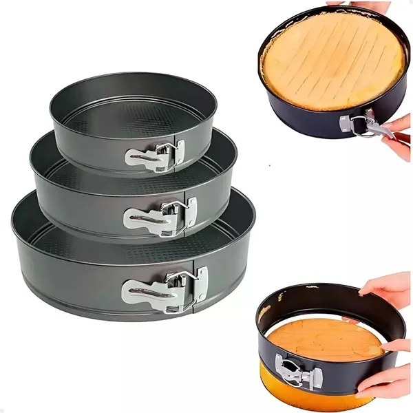 Jogo 3 Peças Forma de Bolo Torta com Fundo Removivel Redonda Lorben