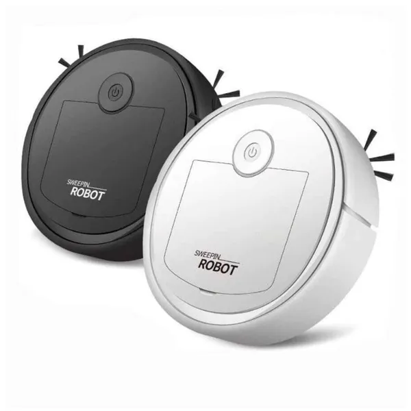 Robô Aspirador Inteligente Branco/Preto - Limpeza Automática e Design Compacto