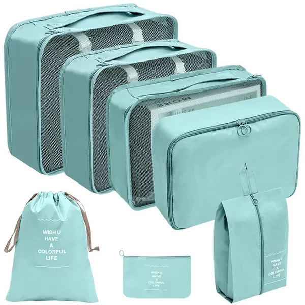 Kit 7 Peças Bolsa Organizadoras para mala roupas, bagagem, viagem