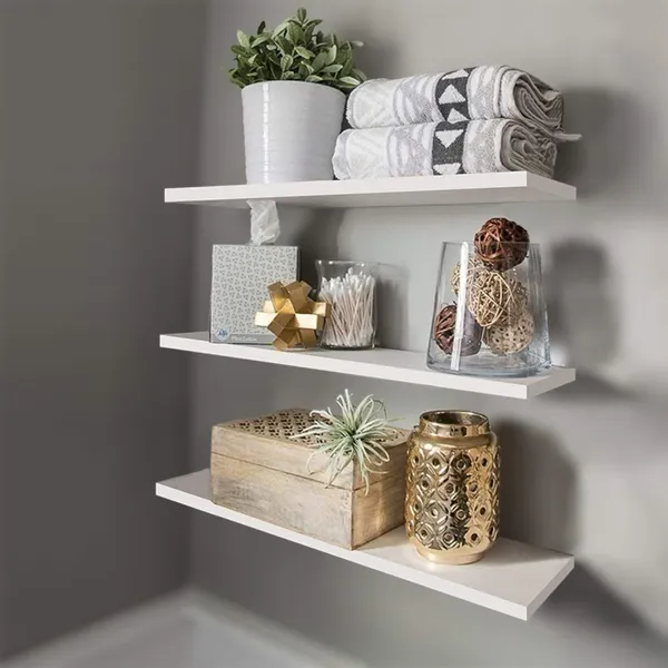 Kit 3 Prateleiras 30cm MDF Sofisticado Nichos Sala Cozinha Quarto Banheiro Com Kit De Instalação