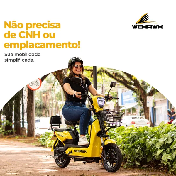 Bicicleta Scooter Elétrica WeHawk 500W Basket WX-03 – Sem CNH, Bateria Chumbo Removível