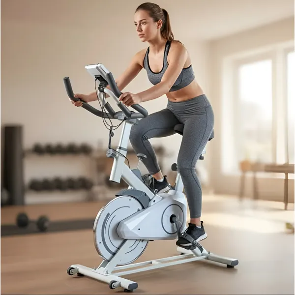 Bike Ergométrica 8kg Fitness Treino musculação Academia 120kg Branco com Painel Digital Squeeze