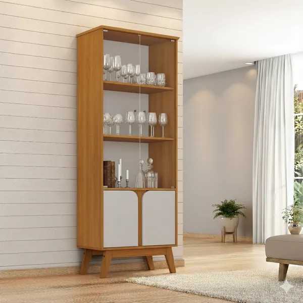 Cristaleira Retrô Madri  Naturalle/Off White