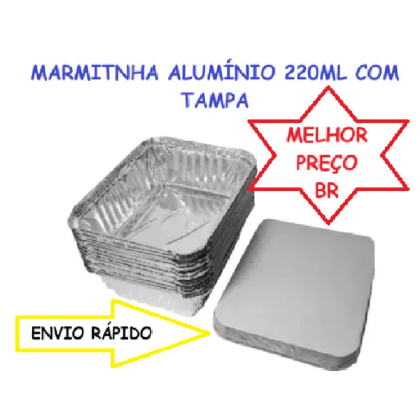 200 UN Marmita de Alumínio Com Tampa Retangular 220ml M90 Para Bolos Empadas Lembrancinhas  Descar