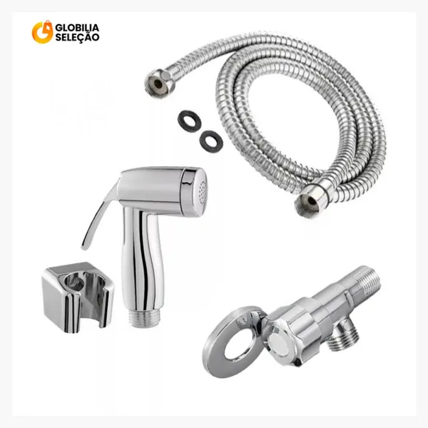 Kit de Ducha Higiênica Para Banheiro Completa Luxo Metal Inox