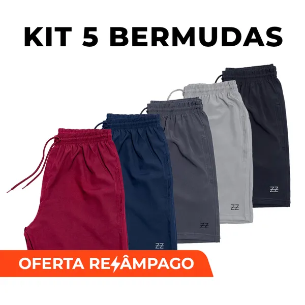 Kit 5 bermudas masculinas academia treino praia corrida shorts elástico premium dia a dia luzzoo