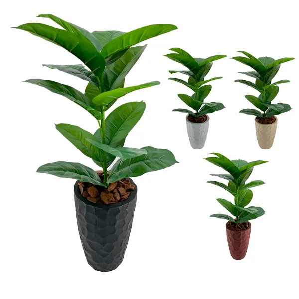 Vaso Polietileno + Planta Artificial Jiboia Follhas Grande Decoracao Jardim