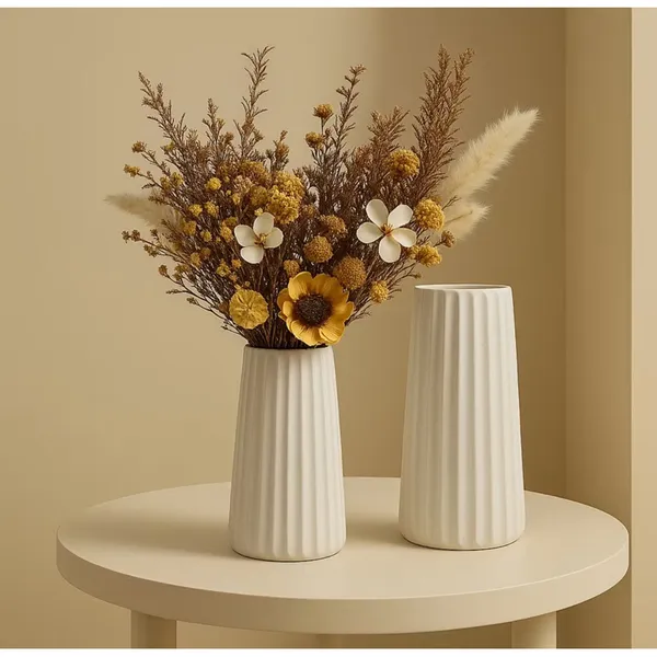 kit 2 vasos de Gesso Para Colocar plantas com flores artificial, decoração para casa, vaso moderno e elegante