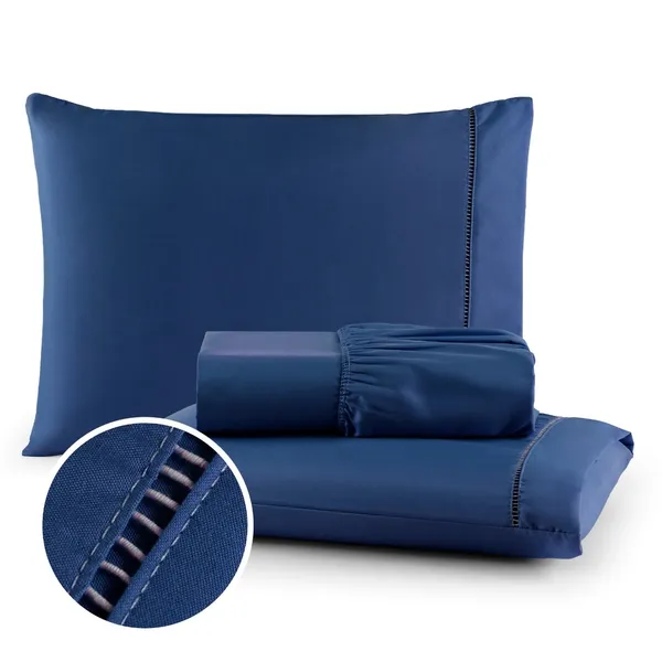 Kit Lencol Jogo de Cama Berço Solteiro Casal Queen King 400 fios Toque Macio com Ponto Palito