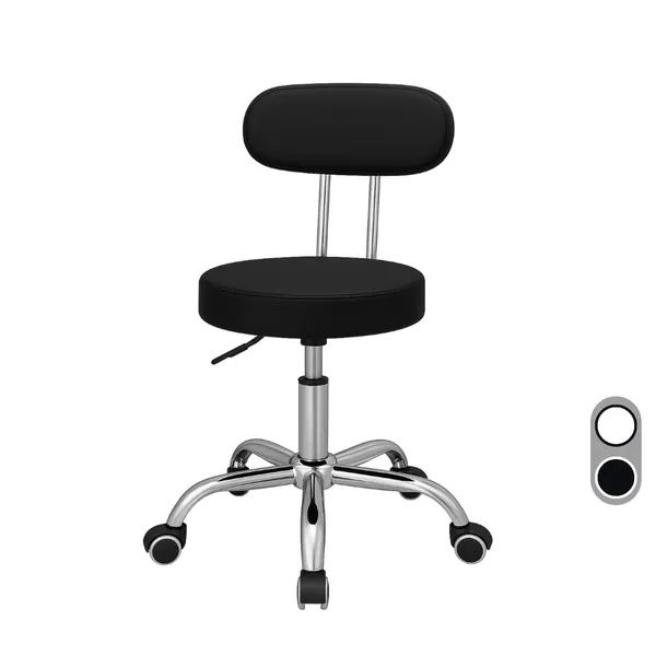 Cadeira Pop Mocho Com Encosto Giratório Massagista Manicure Esteticista Plus Evolux