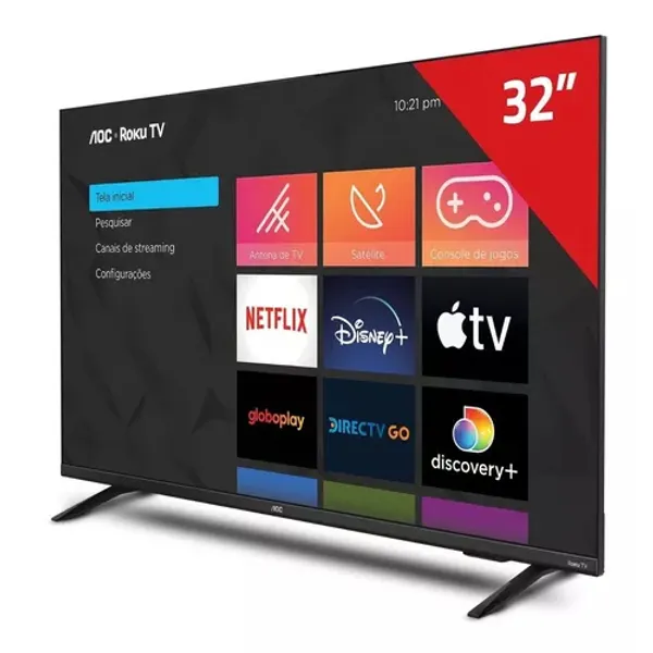Smart TV 32 polegadas HD Roku TV 32S5135/78G Preta AOC Bivolt