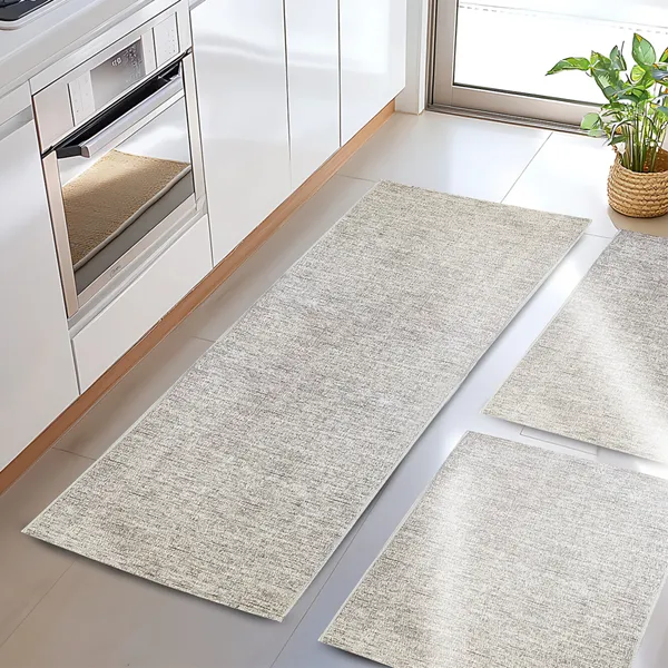 Kit Jogo de Tapete Passadeira para Cozinha Antiderrapante 3 Peças (1 Passadeira + 2 Tapetes)