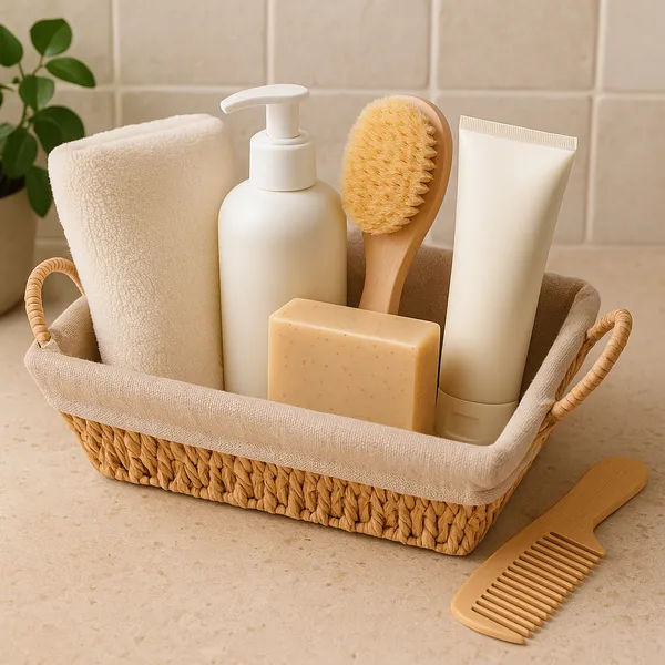 Cesta Retangular com Alça em Papel Forro em Tecido Wolff Organizador Porta Pão Mesa Posta Bege Café