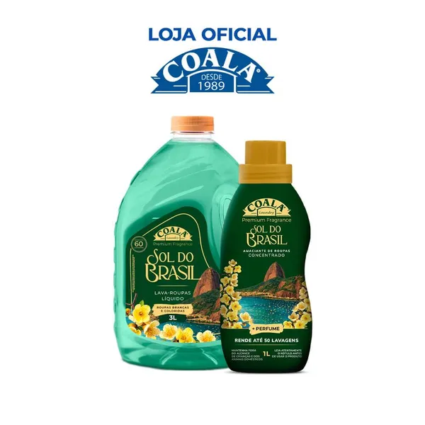 Kit Coala​ Laundry Sol do Brasil - 1 lava Roupas 3L +1 Amaciante1L