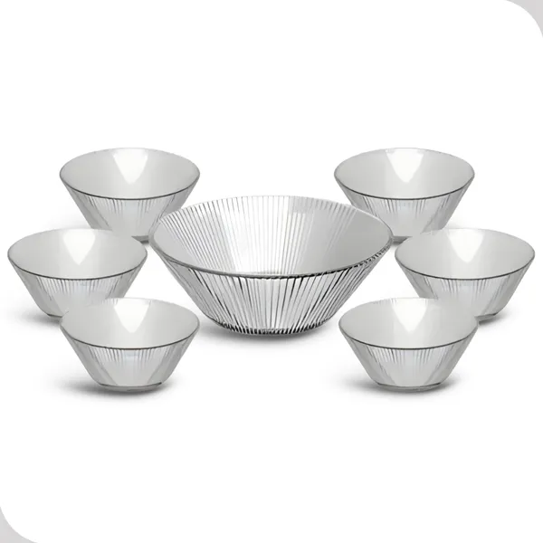 Conjunto de Sobremesa Vidro Bowl 7 Pecas Kit Cozinha Transparente