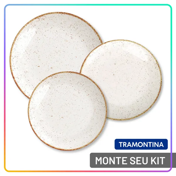 Jogo de Pratos Jantar Rústico Marrom Tramontina Porcelana Conjunto de Pratos Raso, Prato Fundo e Sobremesa Opções de Kit