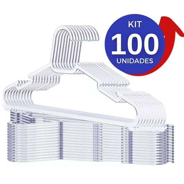 Kit 50 e100 Cabide acrílico TRANSPARENTE Reforçado para roupas adulto Cristal envio imediato