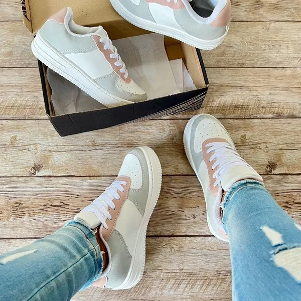 Tênis Feminino Branco Casual Cano Baixo Confortável