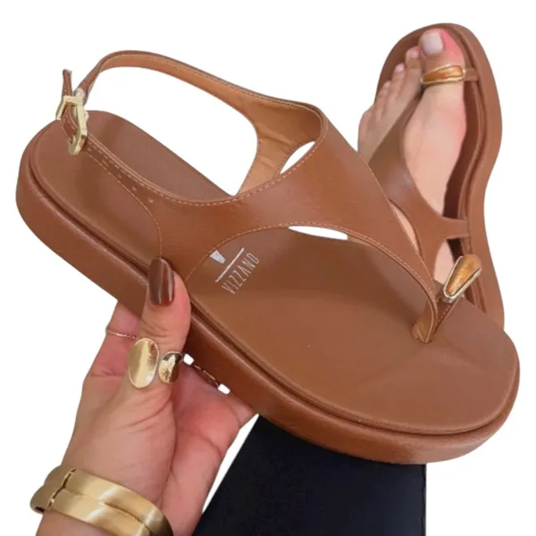 Sandália Vizzano papete lançamento de Dedo Ring Toe Rasteira Leve e Macia