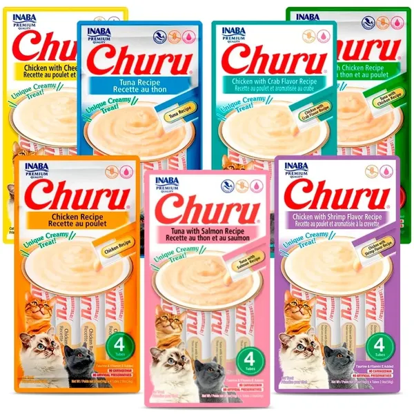 Petisco Para Gatos Churu 56g - Contém 4 Tubets De 14g Cada Unidade - Vários Sabores