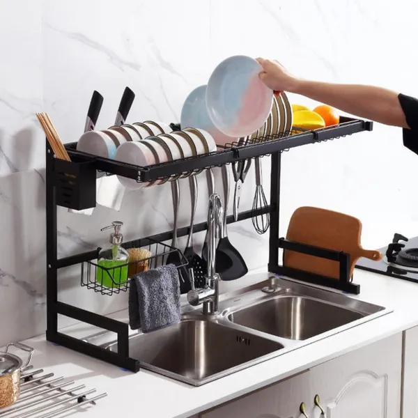 Escorredor de Louça Suspenso de Parede com Porta Talheres Organizador para Pratos Copos Cozinha Pia