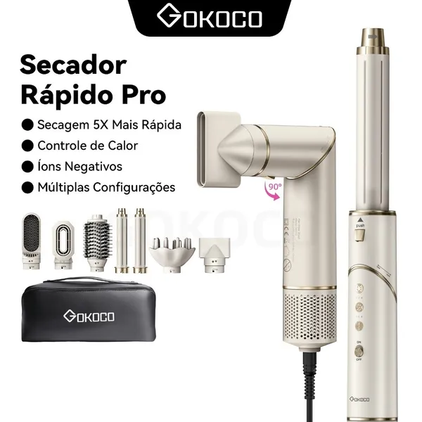 GOKOCO 7 Em 1 Escova De Secador De Cabelo Multifuncional Conjunto De Alta Velocidade Para Alisamento E Ondulação
