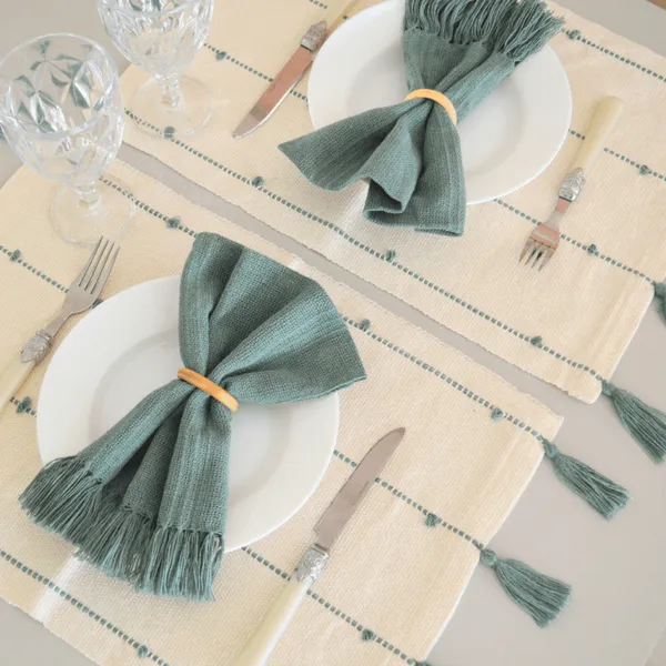 Lugar Americano Pompom Diversas Cores 0,34x0,48cm Para Mesa Posta