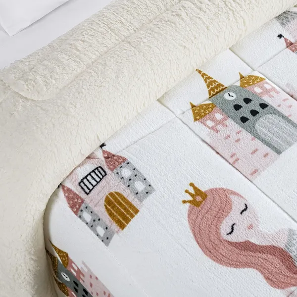 Coberdrom Edredom Everest Solteiro Manta Sherpa Lã Carneiro 1 Peça - Multi Cores (Kids)