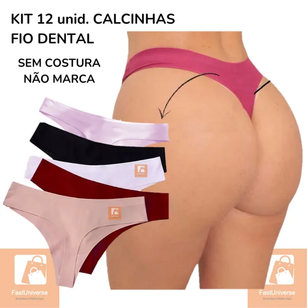 Kit Calcinhas Fio Dental Corte a Laser Sem Costura Acabamento Premium