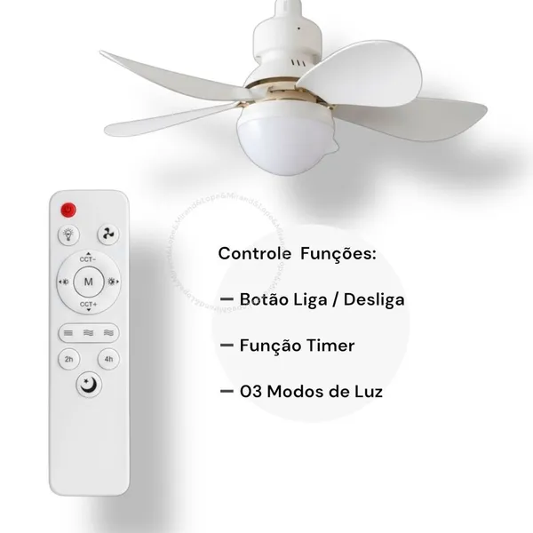 KIT 2 Ventilador de Teto Moderno com Luz LED 60W, Controle Remoto, 6 Hélices | Bivolt 110w-220w opções 01 ou 2 unid