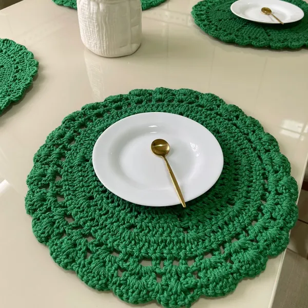 Sousplat De Crochê Kit 4pçs a 12peças Colorido - ARTESANAL - natalino Mesa posta Suplast